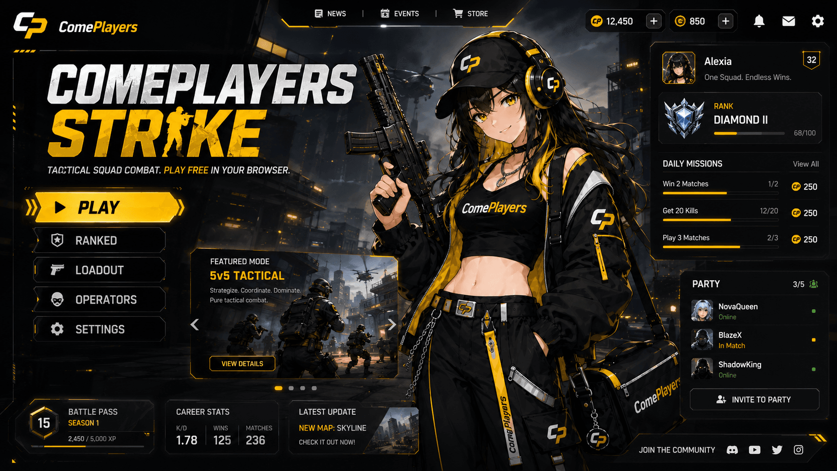 ComePlayers Strike tactical main menu